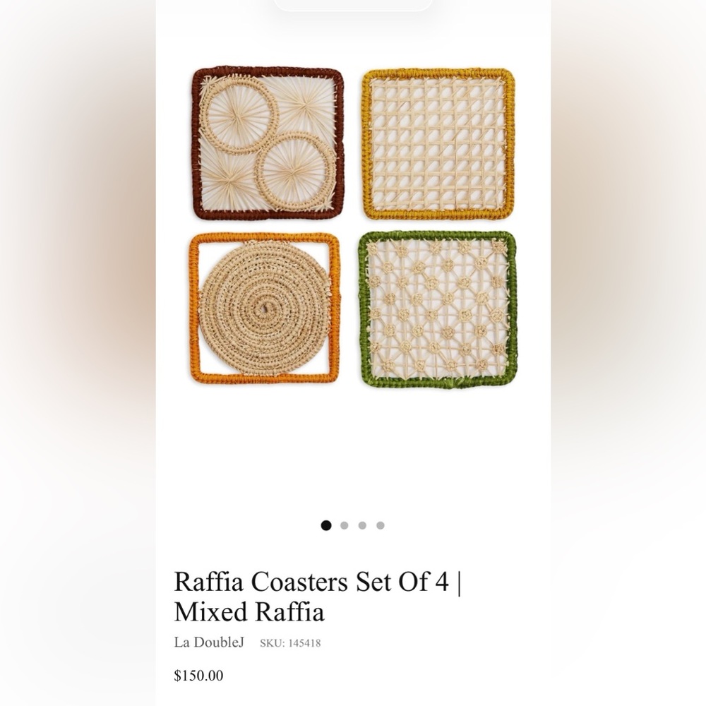 LA DoubleJ Raffia Coasters